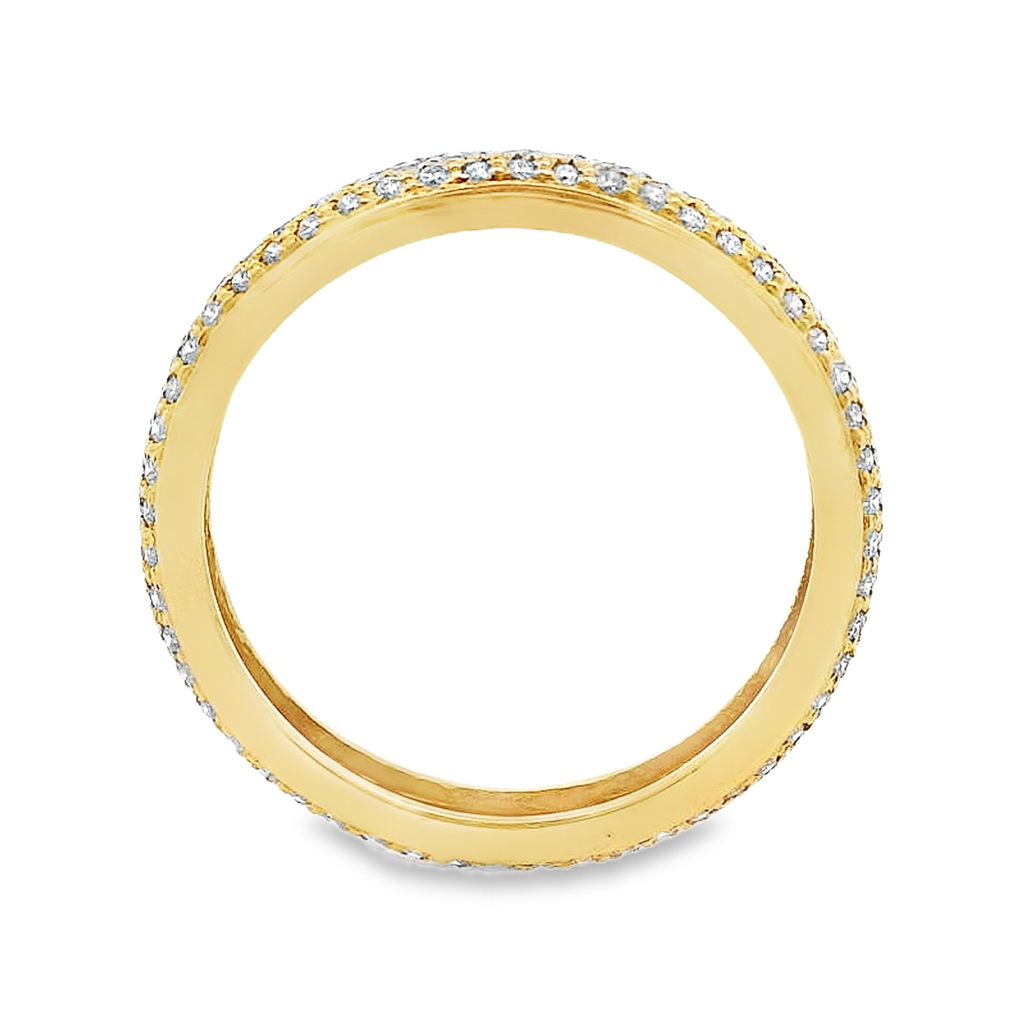 Side View of Pavé Diamond Band in 18K Yellow Gold – 0.65 CTW