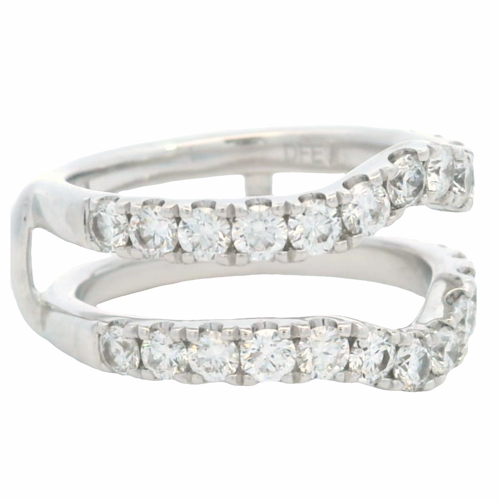 Side View of 14K White Gold Curved Diamond Ring Enhancer – 1.50 CTW