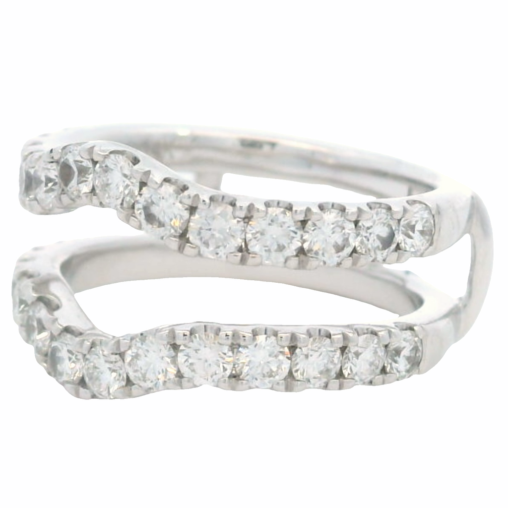 Side View of 14K White Gold Curved Diamond Ring Enhancer – 1.50 CTW