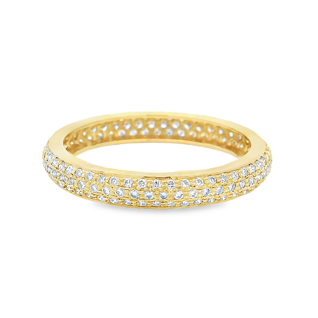 Side View of Pavé Diamond Band in 18K Yellow Gold – 0.65 CTW