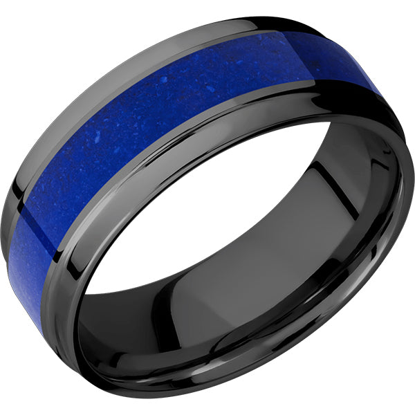 Zirconium and Lapis Mosaic Men’s Wedding Band – 8mm