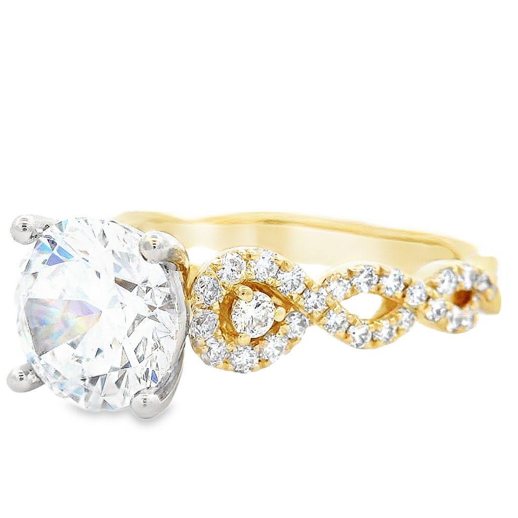 Infinity Collet Ring Setting 14K Two-Tone Gold 0.39 Carat Diamond Infinity Engagement Ring Setting ...