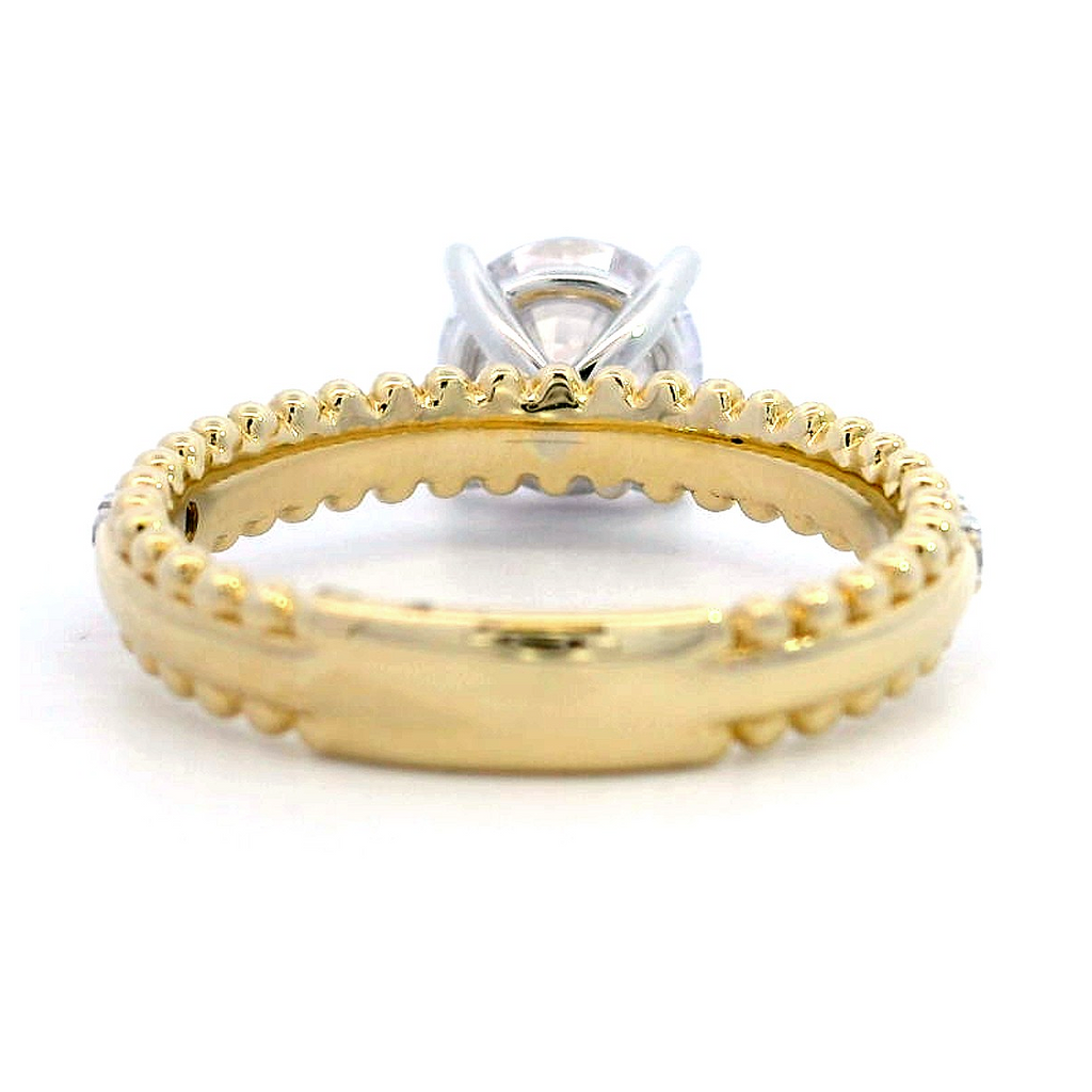Side View of Two-Tone Gold Engagement Ring Setting with Diamond Accents