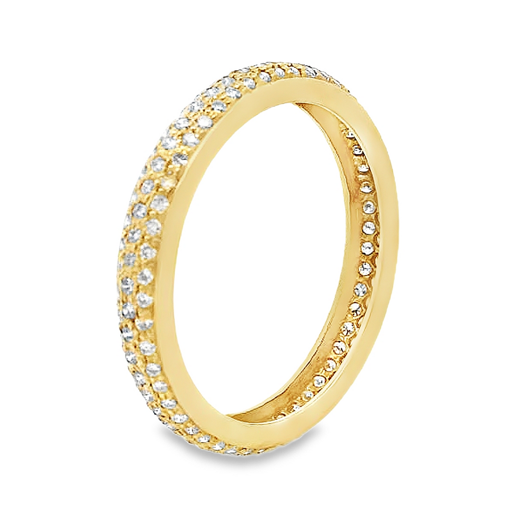 Side View of Pavé Diamond Band in 18K Yellow Gold – 0.65 CTW